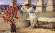 Sir Lawrence Alma-Tadema,OM.RA,RWS Her Eyes are with Her Thoughts and They are Far away oil painting